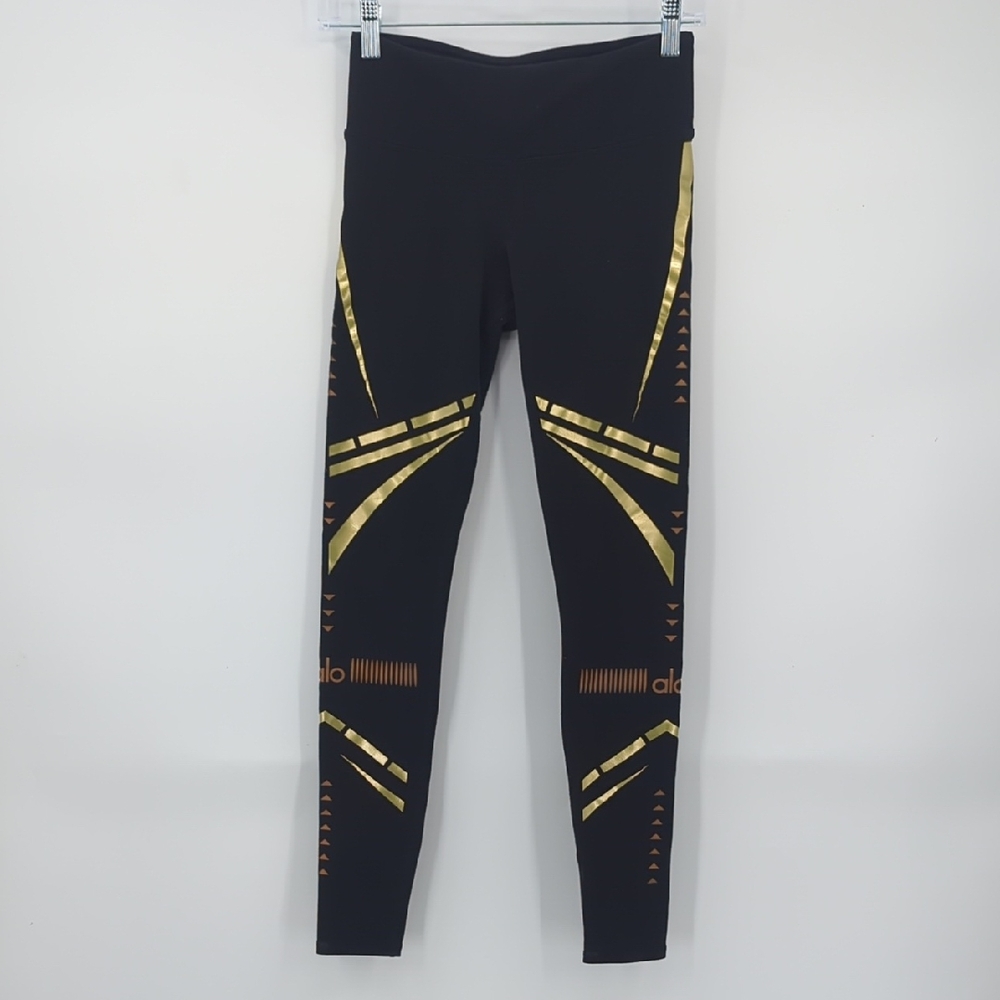 ALO Yoga Airbrush Chakra Leggings XXS in‎ Black & Gold